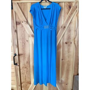Olivia Matthews Holiday Party Womens Size 10 Blue Maxi Dress Rhinestone Wedding
